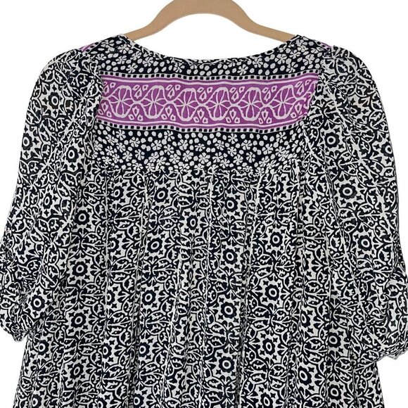 Sante' Classics Vintage Tunic Mini Dress One Size Black Nouveau Boho Tassel Tie - Picture 8 of 12